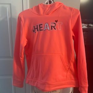 Barely worn bright orange under armor sweatshirt size youth large
